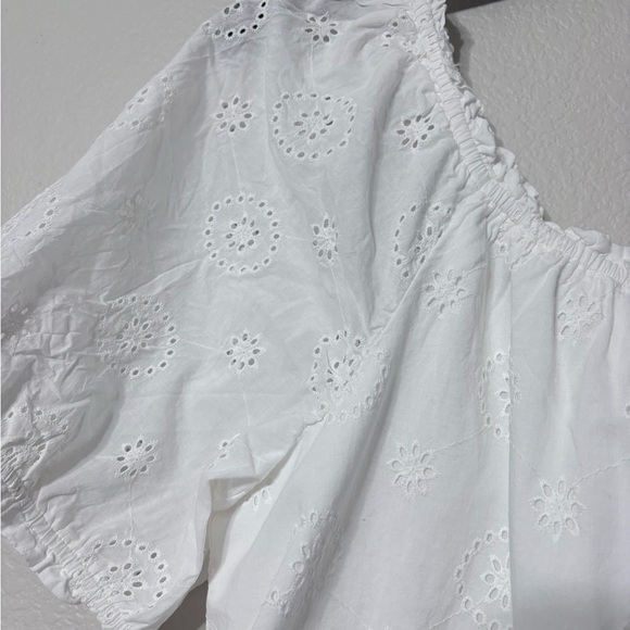 Cottage, Coquette White Cotton Eyelet Lace Top, Elastic SS, Square Neck. NWT XL - Picture 6 of 13